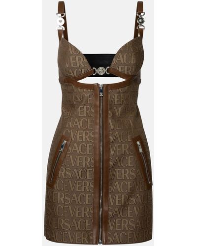 Versace Beige Cotton Blend Dress - Brown