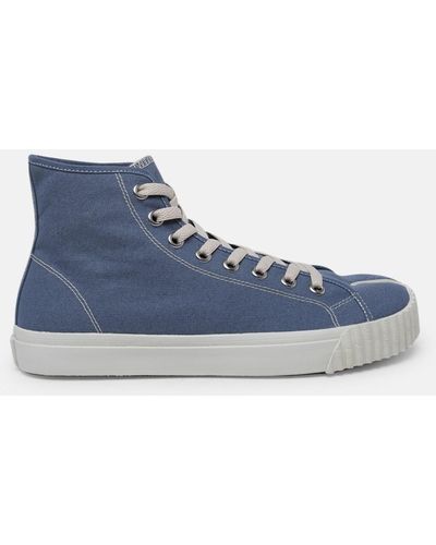 Maison Margiela Light Blue Cotton High-top Tabi Sneakers - Gray