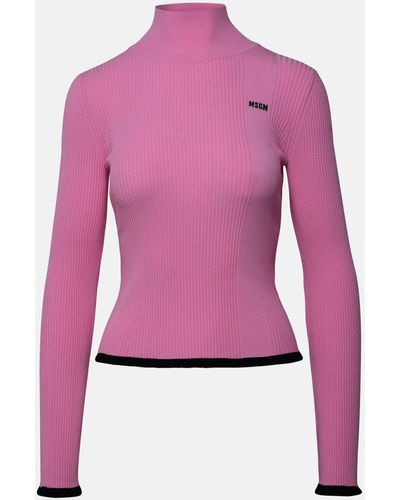 MSGM Viscose Turtleneck Sweater - Pink