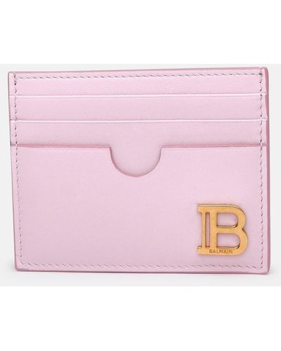 Balmain B-buzz Cardholder In Leather - Pink