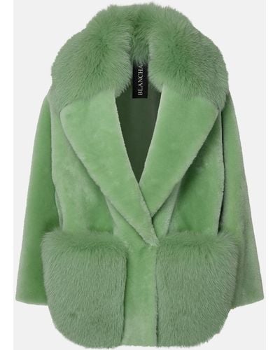 Blancha Leather Fur Coat - Green