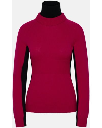 3 MONCLER GRENOBLE Fucsia Wool Blend Turtleneck Sweater - Red