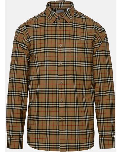 Burberry Slim Fit Shirt With Oversize Check Pattern - Green