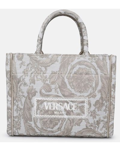 Versace Two-tone Fabric Bag - Gray