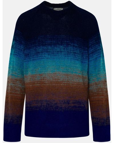 Laneus Color Mohair Blend 'degradé' Sweater - Blue