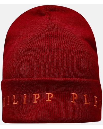 Philipp Plein Wool Blend Beanie - Red
