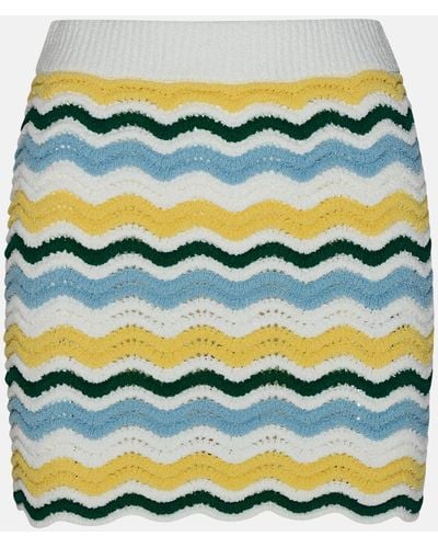 Casablanca 'boucle Wave' Skirt In Multicolor Cotton Blend - Yellow