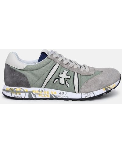 Premiata 'lucy' Leather And Fabric Sneakers - Gray