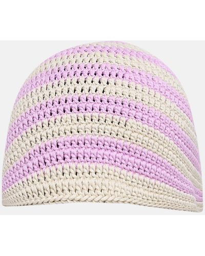 AMISH Lilac And Beige Cotton Hat - Pink