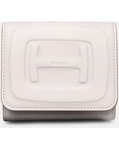 Hogan Ivory Hammered Leather Wallet - Natural