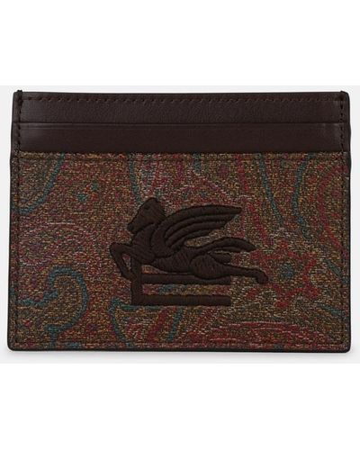 Etro 'arnica' Leather Card Holder - Brown