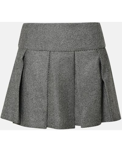 Patou Two-tone Virgin Wool Skirt - Gray