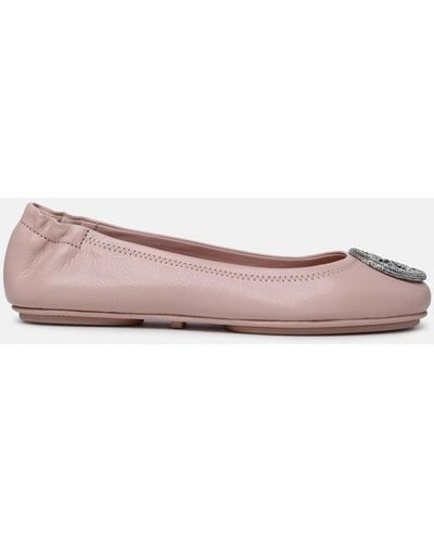 Tory Burch 'minnie Travel' Leather Ballet Flats - Pink