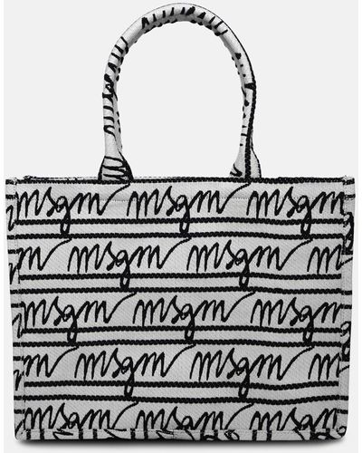 MSGM Medium 'tote' Two-tone Tela Bag - White