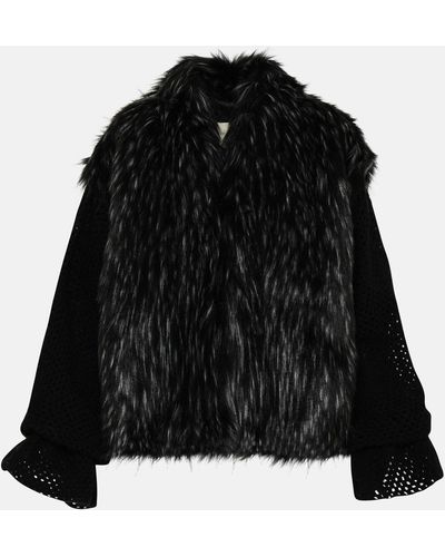 TU LIZE Tu Lizè Polyester Eco Fur Jacket - Black