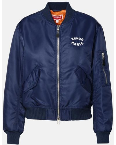 KENZO 'lucky Tiger' Navy Polyamide Bomber Jacket - Blue