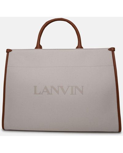 Lanvin Ivory Canvas Bag - Gray