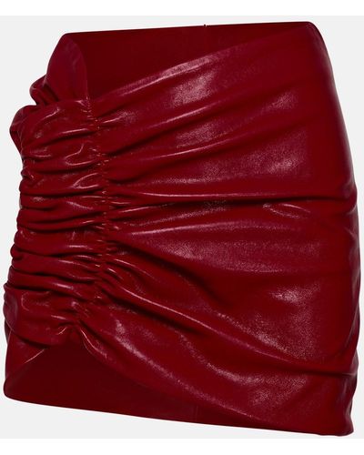 The Mannei Wishaw Black Leather Skirt - Red