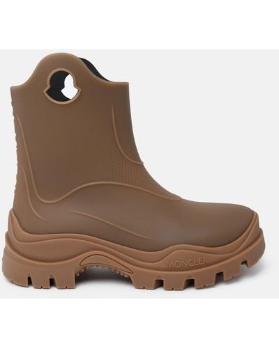 Moncler 'misty' Black Pvc Rain Boots - Brown