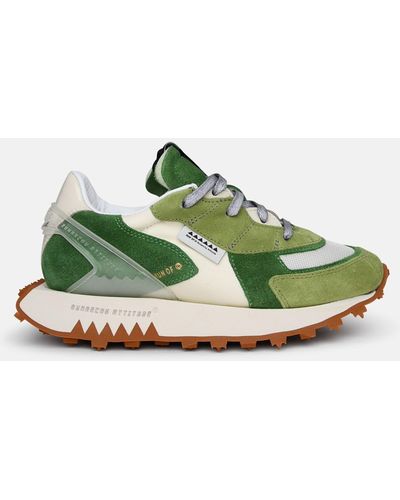 RUN OF Two-tone Suede Blend Sneakers - Green