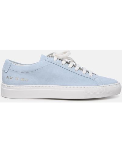 Common Projects 'contrast Achilles' Baby Blue Suede Sneakers - White