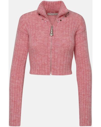 Alessandra Rich Rose Virgin Wool Blend Sweater - Pink