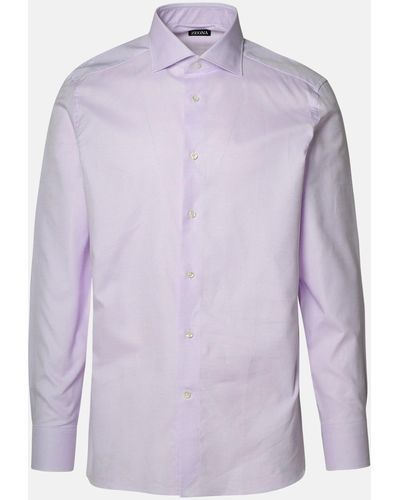 Zegna Two-tone Cotton Shirt - Purple