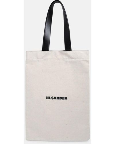 Jil Sander Ecrù Cloth Shopper Flat Bag - White