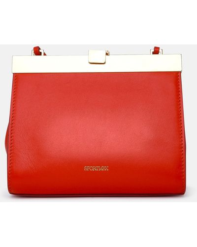 Sportmax Red Leather Calco Bag - Orange