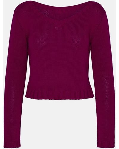 Charlott Fuchsia Cotton Sweater - Purple