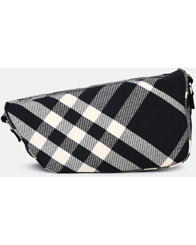 Burberry 'shield Messenger' Cotton Blend Crossbody Bag - Black