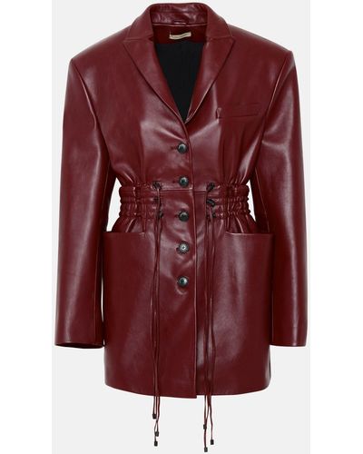 The Mannei Burgundy Leather Irbid Dress - Red