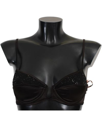 Ermanno Scervino Brown Sequined Balconcino Bra Underwear - Black