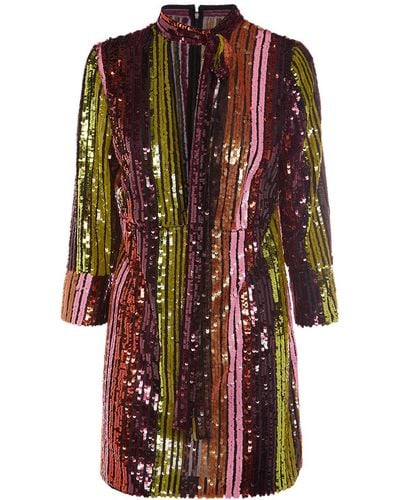 DSquared² Sequined Long Sleeve Mini Dress - Red