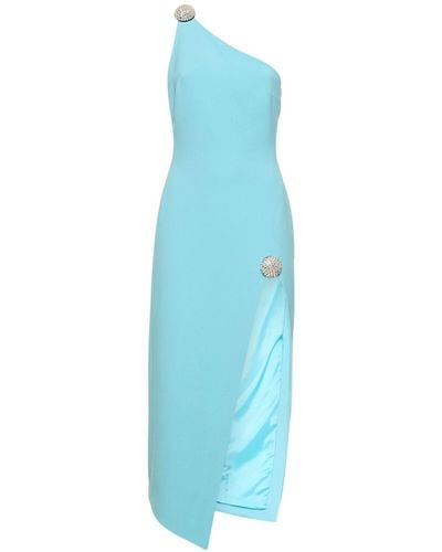 David Koma One-Shoulder Cady Midi Dress W/Crystal - Blue