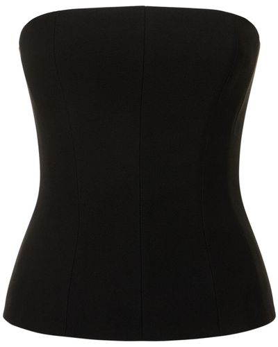 Monot Strapless Crepe Bustier Top - Black