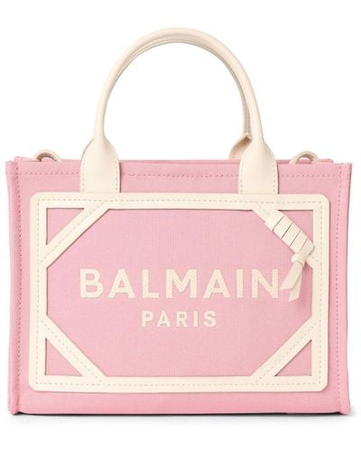 Balmain Small B-army Canvas Top Handle Bag - Pink