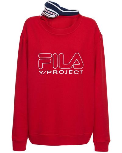 Y. Project Fila オーバーサイズコットンジャージースウェットシャツ - レッド