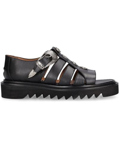 Toga Virilis Leather Sandals - Black