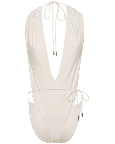 Saint Laurent Nylon Blend One Piece Swimsuit - White