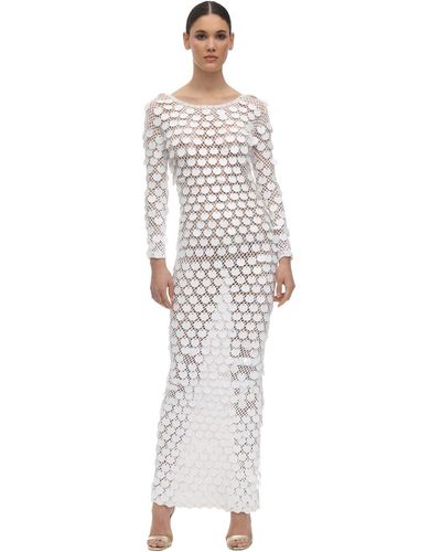 In the mood for love Vestido Largo De Crochet Con Lentejuelas - Blanco