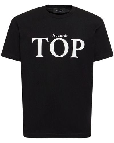 DSquared² T-shirt in jersey di cotone con stampa - Nero