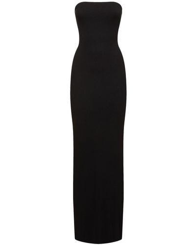 ÉTERNE Strapless Jersey Long Dress - Black