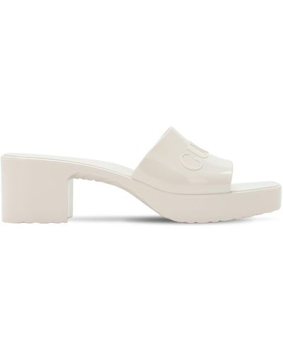 Gucci 60mm Rubber Slide Sandals - White