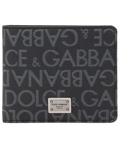 Dolce & Gabbana Portefeuille en cuir jacquard à logo - Gris