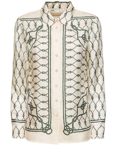 Tory Burch Printed Silk Twill Shirt - Natural