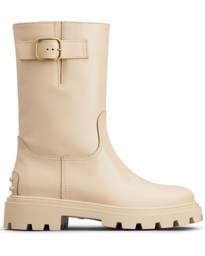 Tod's Buckle-detail Leather Boots - Natural