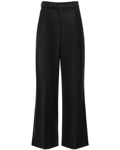Loulou Studio Idai Cotton & Linen Trousers - Black