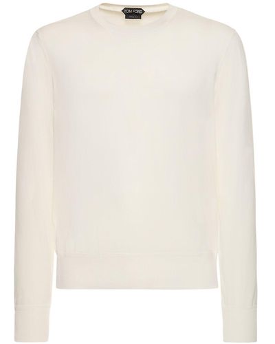 Tom Ford Superfine Cotton Crewneck Sweater - White