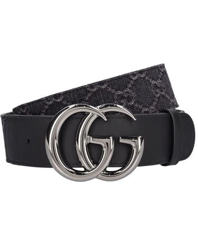 Gucci 40mm Marmont gg Denim Belt - Black